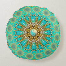 Turquesa Acuático Oro Yin Yang Mandala Playero