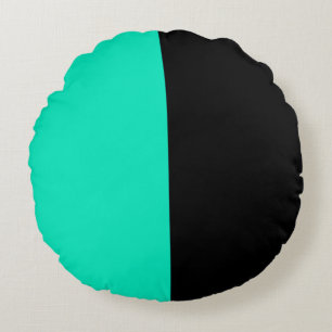 Cojín Redondo Turquesa Verde azulado negro de dos colores mitad 