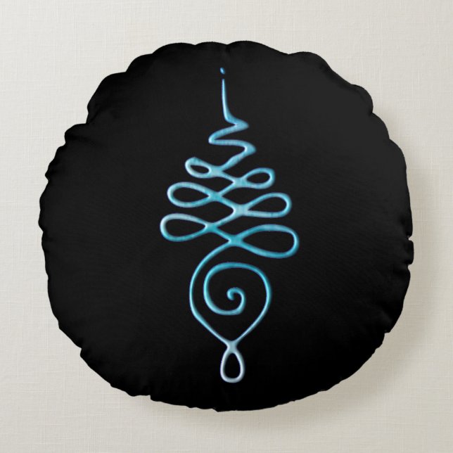 Cojín Redondo Turquoise Unalome  (Anverso)