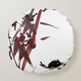 Cojín Redondo Tuschekunst mit Schnecke und Rotem Bambus