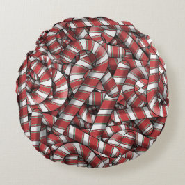 Cojín Redondo Twided Red Striped Abstract Candy Canes