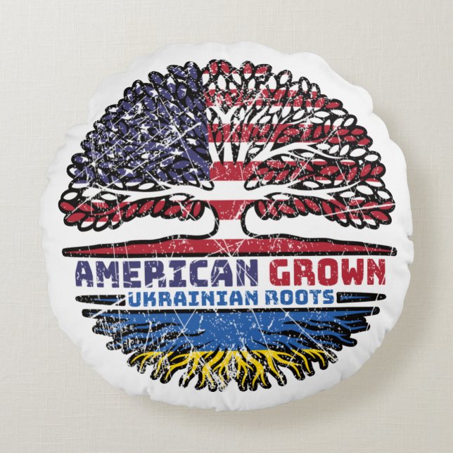Cojín Redondo Ucrania Ucrania Estados Unidos Estados Unidos (Anverso)