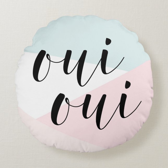Cojín Redondo Ui Oui Modern Calligraphy Rubor Geometric (Anverso)