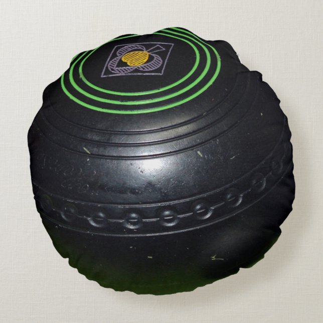 Cojín Redondo Un bol de jardín negro, (Reverso)