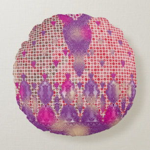 Cojín Redondo un diseño de fondo morado con puntos