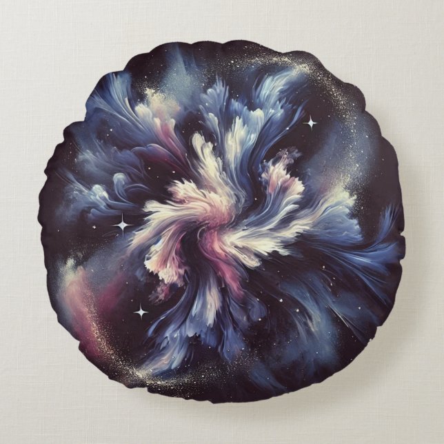 Cojín Redondo Un diseño de galaxia abstracto que capta el mister (Anverso)