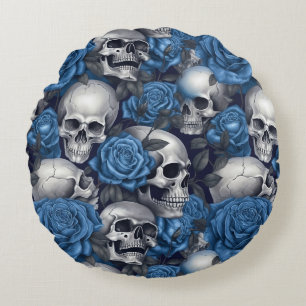 Cojín Redondo Un diseño de la serie A Skull and Roses 12