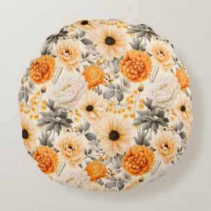 Cojín Redondo Un diseño de la serie floral de otoño 1