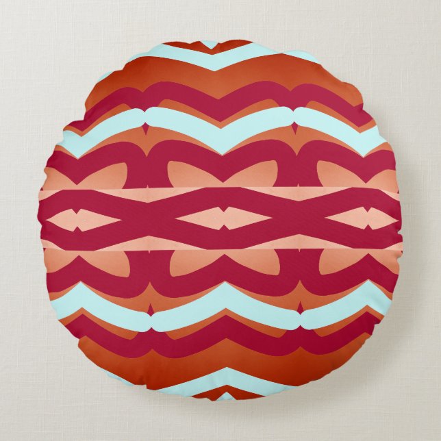 Cojín Redondo Un diseño de tejido clásico multicolor vibrante (Anverso)