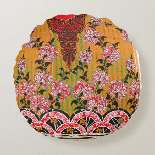 Cojín Redondo un diseño de una pared colgada en rojo y negro