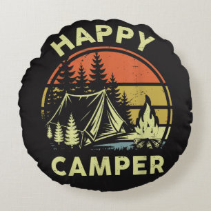 Cojín Redondo Un Feliz Campista Niño Divertido Camping
