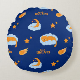 Cojín Redondo Un gato dormido en la nube, dulces sueños