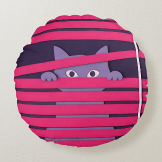 Cojín Redondo Un gato estilizado minimalista