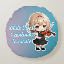 Un lindo chica jugando violín Cushion