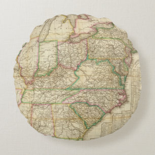 Cojín Redondo Un mapa de los caminos, de los canales y del barco