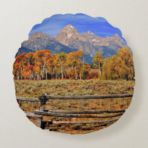 Cojín Redondo Un momento en Wyoming en otoño