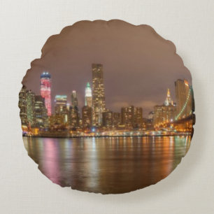 Cojín Redondo Un panorama del horizonte de New York City