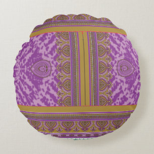 Cojín Redondo un patrón cruzado de costura con un color púrpura 