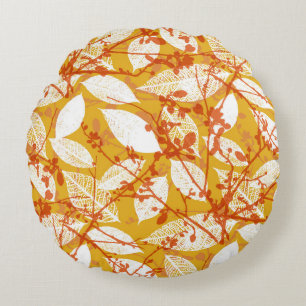 Cojín Redondo Un patrón ininterrumpido de fondo vintage de otoño