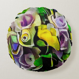 Cojín Redondo Un ramo de flores hermosas en un estilo moderno