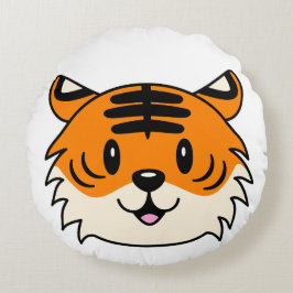 Cojín Redondo Un tigre Personalizado sonriente y agudo