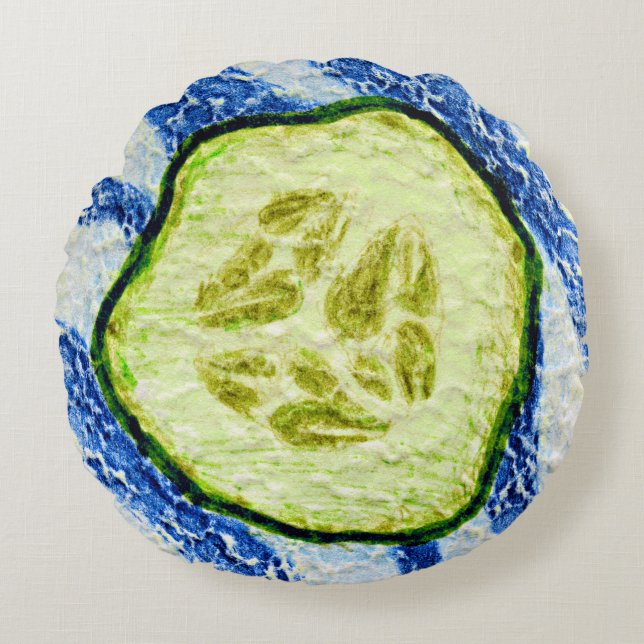 Cojín Redondo Un trozo de pepino veraniego Gherkin (Anverso)
