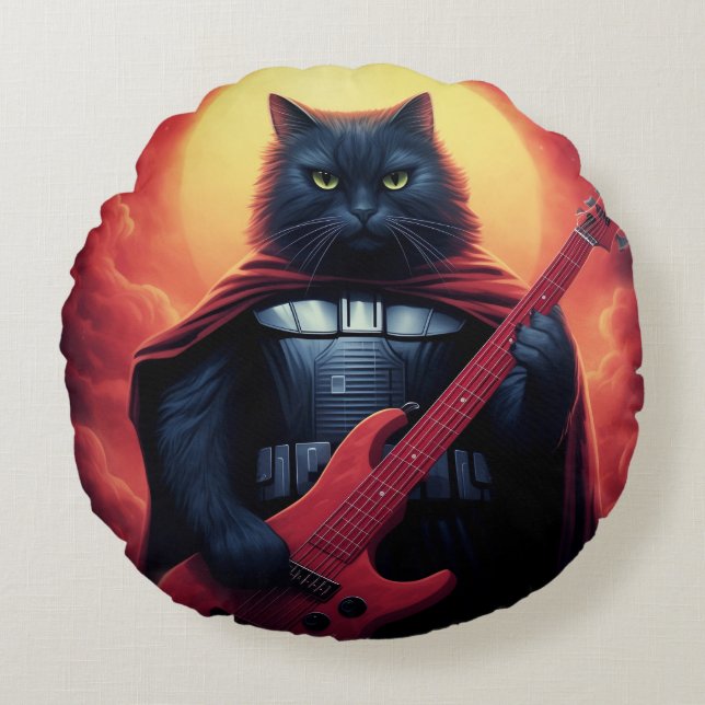 Cojín Redondo Un truco que sacude a los cosmos | Señor del Gato  (Anverso)