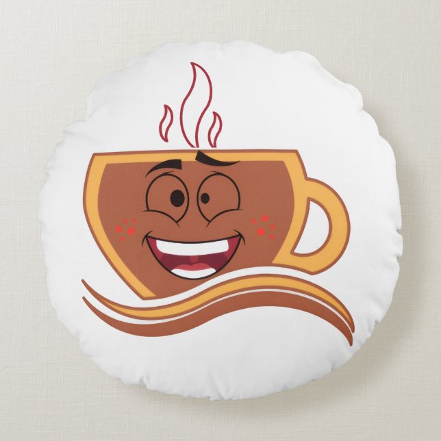Cojín Redondo Un verdadero adicto al café  (Anverso)