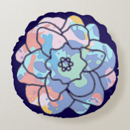 Cojín Redondo Una flor hecha de manchas de pintura