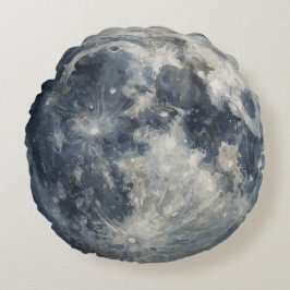 Cojín Redondo Una pintura de la luna en un espacio