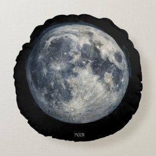 Cojín Redondo Una pintura de la luna en un espacio