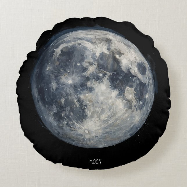 Cojín Redondo Una pintura de la luna en un espacio (Anverso)