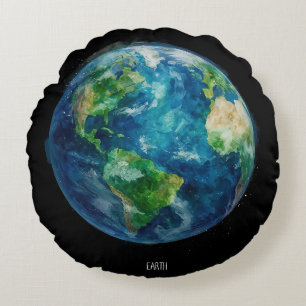 Cojín Redondo Una pintura de la tierra en un espacio