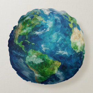 Cojín Redondo Una pintura de la tierra en un espacio