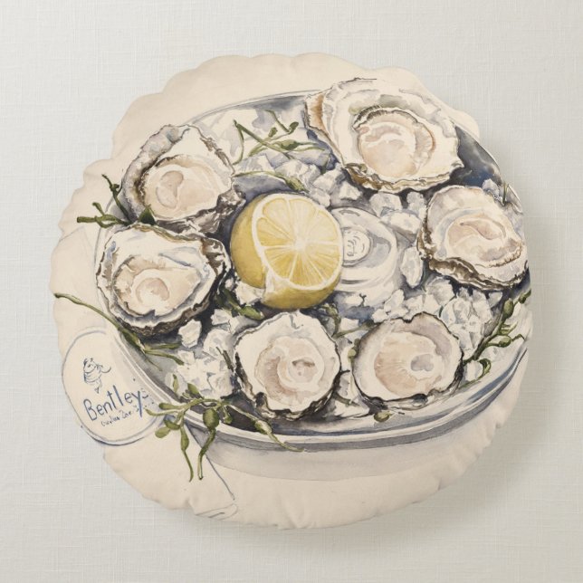 Cojín Redondo Una placa de las ostras 2012 (Anverso)