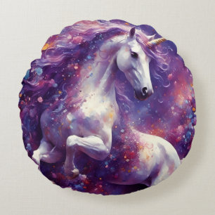 Cojín Redondo Unicorn Purple Mane