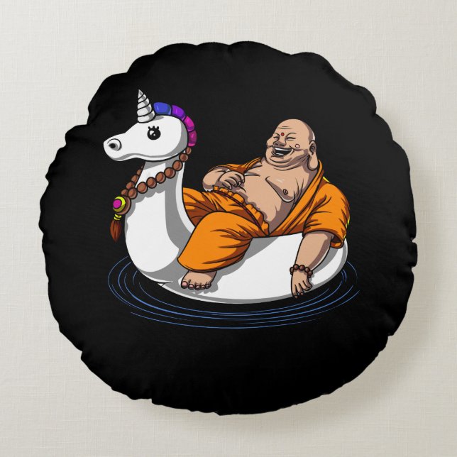 Cojín Redondo Unicorn Zen Yoga (Anverso)