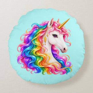 Cojín Redondo Unicornio Arcoíris