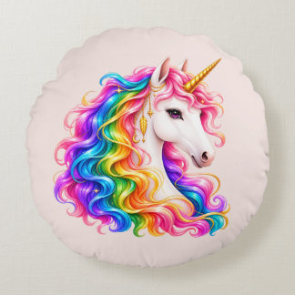 Cojín Redondo Unicornio Arcoíris