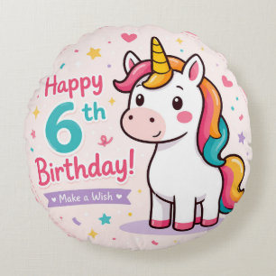 Cojín Redondo Unicornio Caprichoso Cumpleaños Mágico 6
