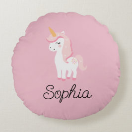 Cojín Redondo Unicornio, hadas, magia - Nombre personalizado