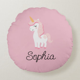 Cojín Redondo Unicornio, hadas, magia - Nombre personalizado