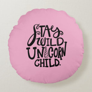 Cojín Redondo Unicornio Salvaje Rosa Femenino