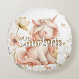 Cojín Redondo Unicornio silvestre de pastel caprichoso