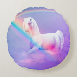 Cojín Redondo Unicornio y arco iris