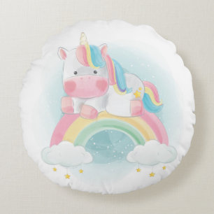 Cojín Redondo Unicornio y arcoiris