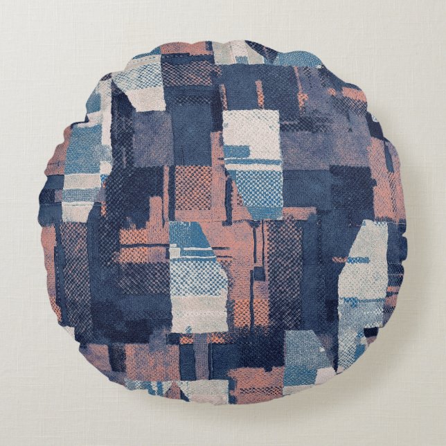 Cojín Redondo Urbanos Rotos: Resumen Gráfico Sin Marea. (Anverso)