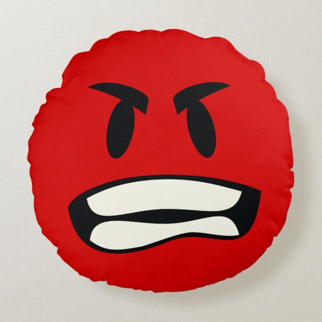 Cojín Redondo ¿usted bro enojado? - emoji de la rabia (Anverso)