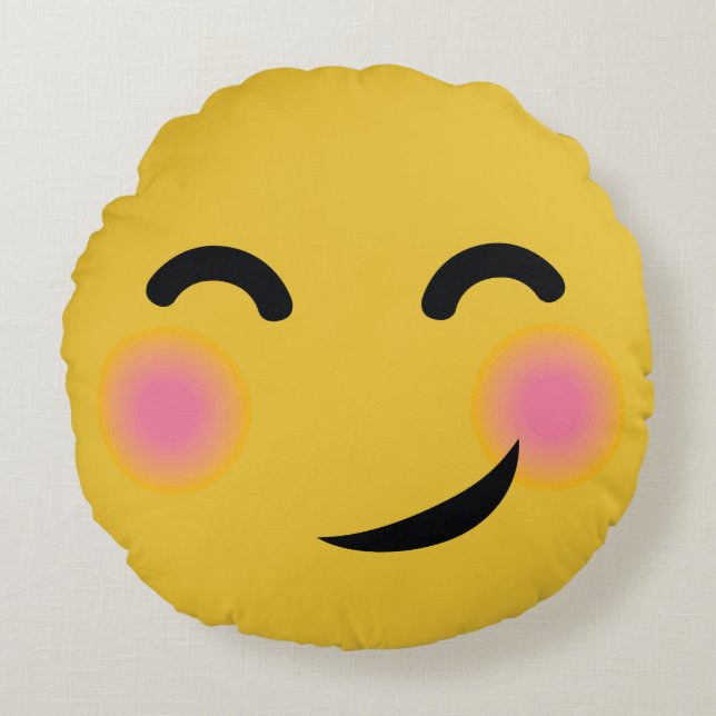 Cojín Redondo usted me consiguió emoji de ruborización (Anverso)