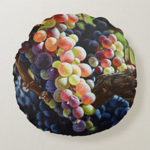 Cojín Redondo Uvas de abundancia para amantes del vino y bodegas